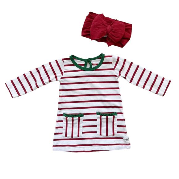 Ruffle Butts Striped Pocket Dress + Headband Set Size 6-12m - Picture 1 of 5